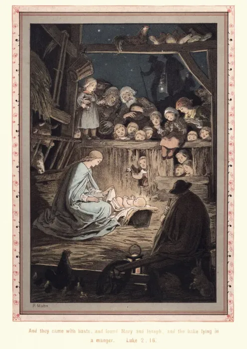 Framed Print : Mary and Joseph and the babe lying in a manger Framed Print : Mary and Joseph and the babe lying in a manger