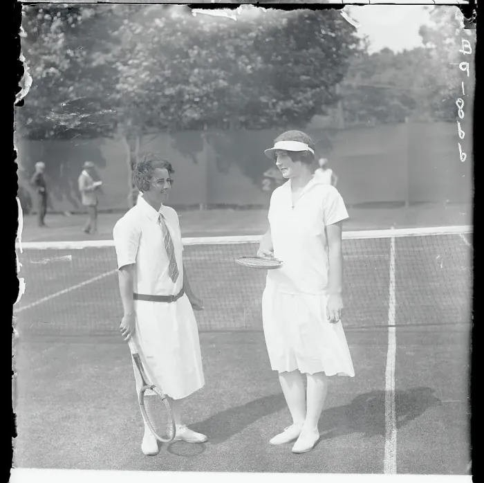 Framed Print : Mary K. Browne and Helen Wills on Tennis Court