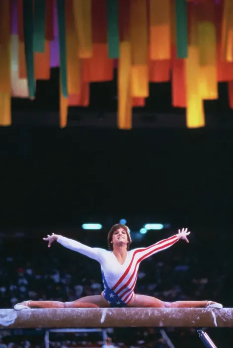 Framed Print : Mary Lou Retton Performing on Balance Beam Framed Print : Mary Lou Retton Performing on Balance Beam