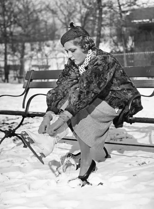 Framed Print : Mary Pickford Putting on Ice Skates Framed Print : Mary Pickford Putting on Ice Skates