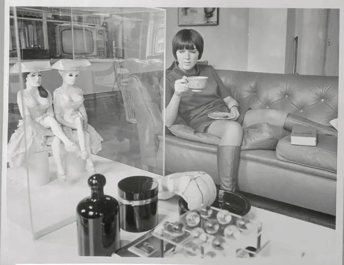 Framed Print : Mary Quant Drinking from a Giant Teacup Framed Print : Mary Quant Drinking from a Giant Teacup