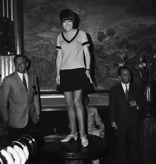 Framed Print : Mary Quant Wearing Miniskirt Framed Print : Mary Quant Wearing Miniskirt