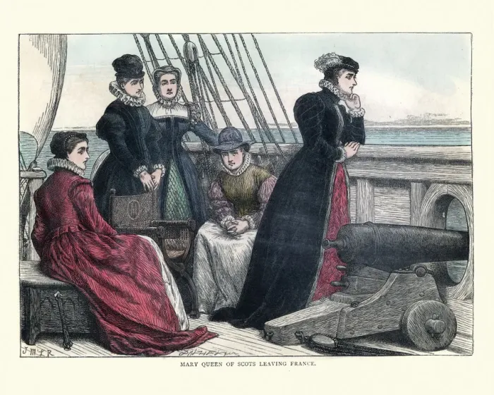 Framed Print : Mary Queen of Scots leaving France Framed Print : Mary Queen of Scots leaving France