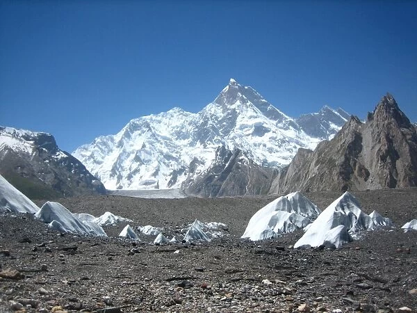 Masherbrum peak from Baltoro glacier in Karakorum range