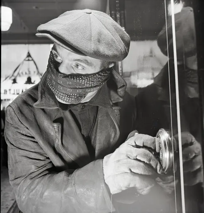 Framed Print : Masked Man Cracking a Safe Framed Print : Masked Man Cracking a Safe