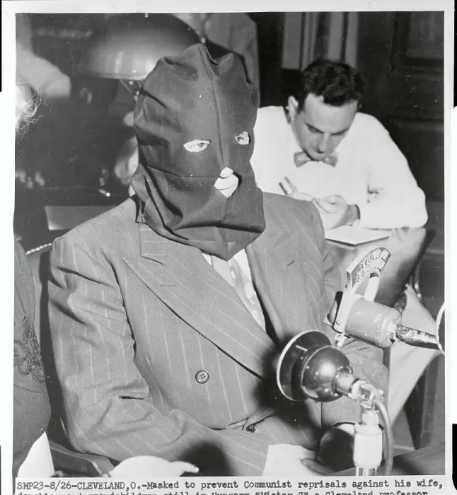 Framed Print : Masked Man Testifies at a Hearing Framed Print : Masked Man Testifies at a Hearing