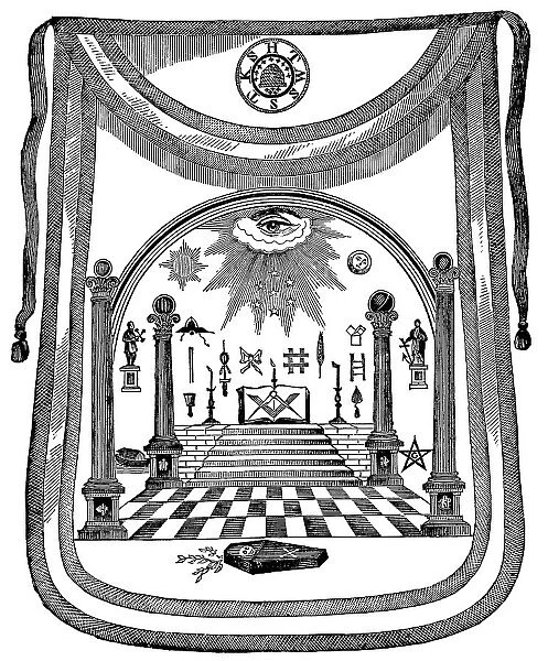 Masonic Apron Engraving From 1870 (Freemason)