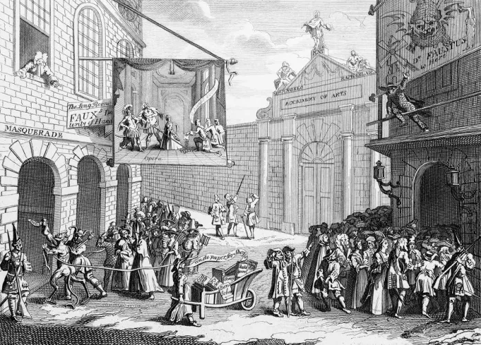 Framed Print : Masquerade and opera, Burlington Gate, by William Hogarth Framed Print : Masquerade and opera, Burlington Gate, by William Hogarth