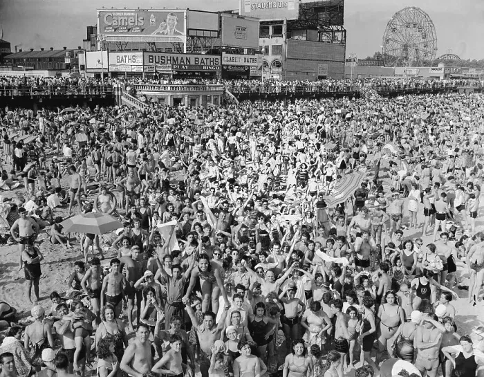 Framed Print : Massive Crowd on Beach at Coney Island Framed Print : Massive Crowd on Beach at Coney Island