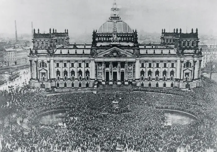 Framed Print : Massive Crowd in Front of Building Framed Print : Massive Crowd in Front of Building