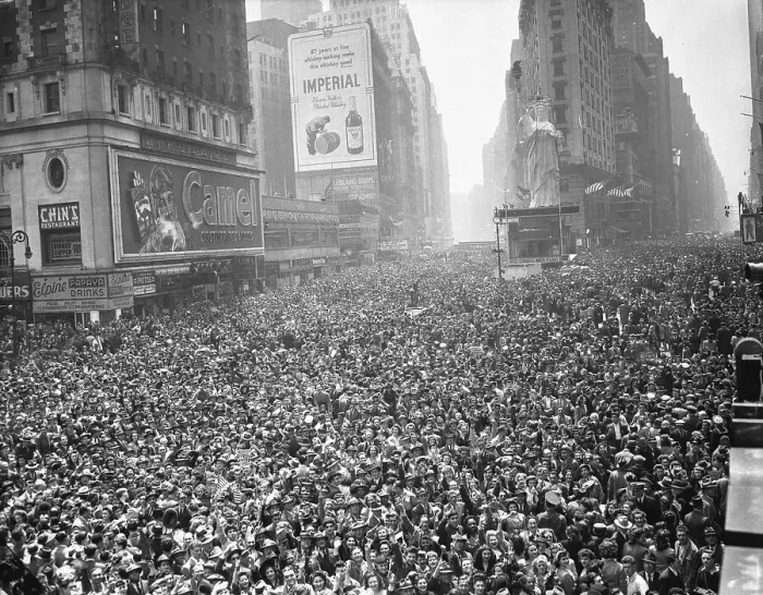 Framed Print : Massive Crowd Celebrating End of World War II Framed Print : Massive Crowd Celebrating End of World War II