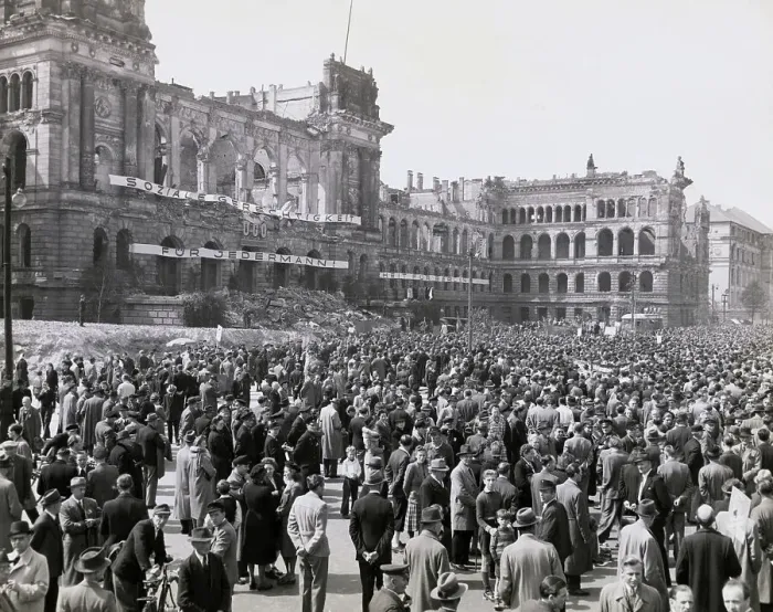 Framed Print : Massive Crowd Outside Large Building Framed Print : Massive Crowd Outside Large Building