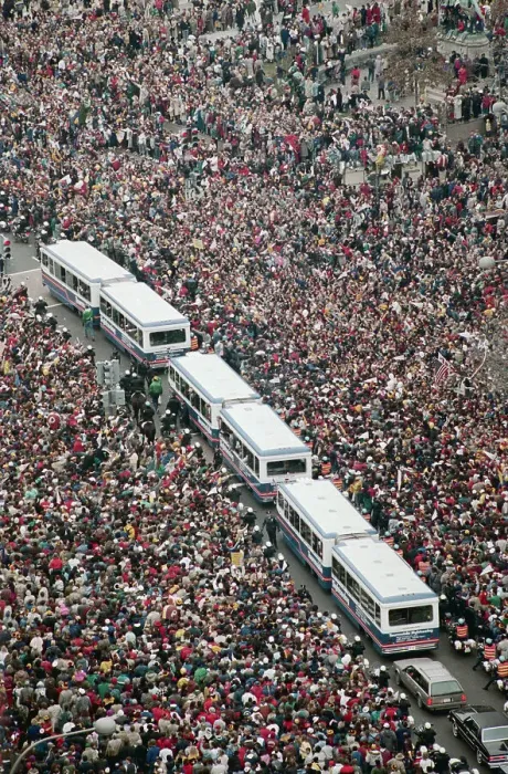 Framed Print : Massive Crowd Surrounding Redskins Buses Framed Print : Massive Crowd Surrounding Redskins Buses