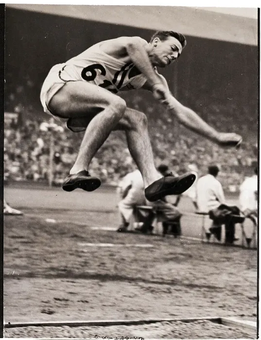 Framed Print : Mathias During His Broad Jump Event Framed Print : Mathias During His Broad Jump Event