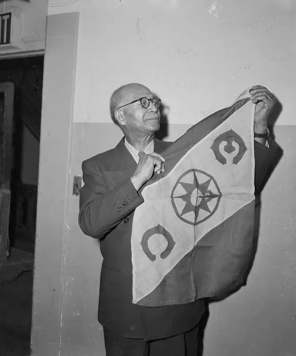 Framed Print : Matt Henson Holding Explorer's Club Flag Framed Print : Matt Henson Holding Explorer's Club Flag