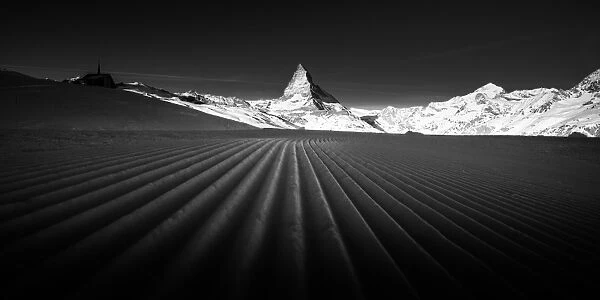 Matterhorn in Black and white winter landscape
