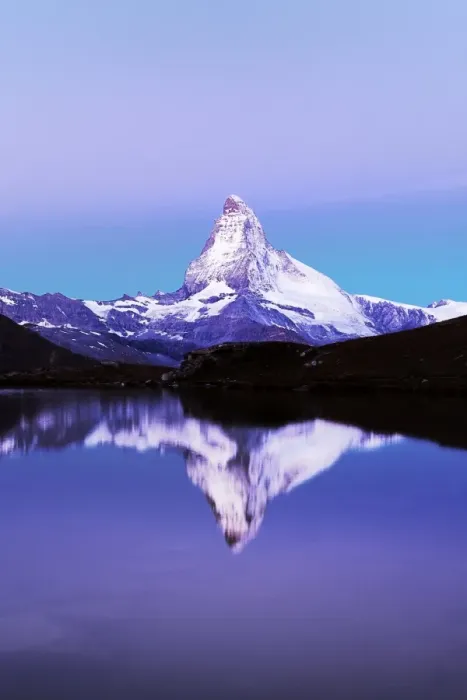 Framed Print : Matterhorn reflected in lake Stellisee, at dusk, Valais Alps, Canton of Valais, Zermatt, Switzerland