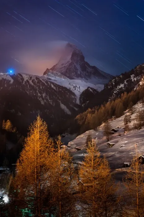Framed Print : Matterhorn with star trail Framed Print : Matterhorn with star trail