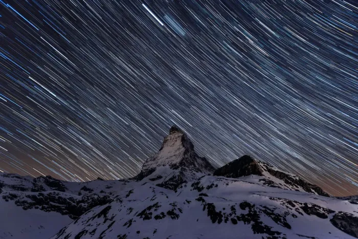Framed Print : Matterhorn under star trails Framed Print : Matterhorn under star trails