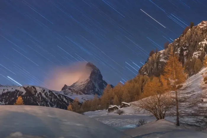 Framed Print : Matterhorn with startrail Framed Print : Matterhorn with startrail