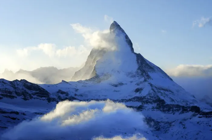Framed Print : Matterhorn veiled with clouds, Zermatt, Valais, Switzerland, Europe Framed Print : Matterhorn veiled with clouds, Zermatt, Valais, Switzerland, Europe