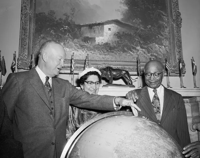 Framed Print : Matthew Henson Standing with President Eisenhower Framed Print : Matthew Henson Standing with President Eisenhower