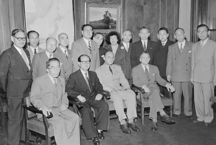 Framed Print : Matthew Ridgeway with Japanese Delegates Framed Print : Matthew Ridgeway with Japanese Delegates