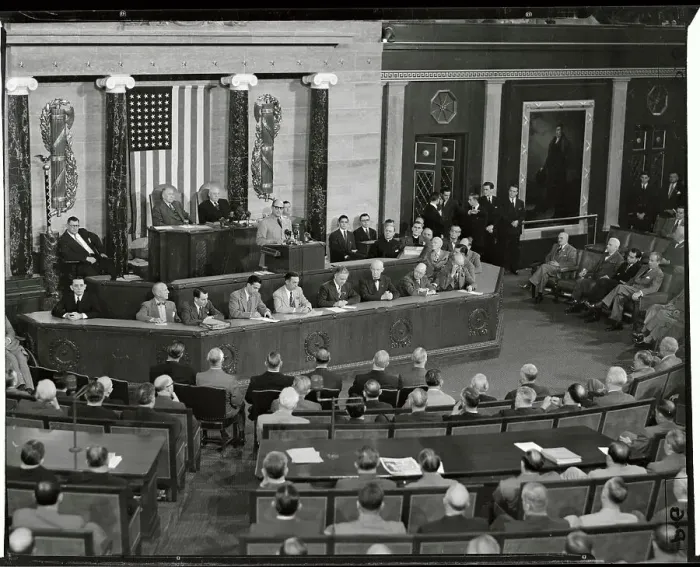 Framed Print : Matthew Ridgeway Speaking in Congress Framed Print : Matthew Ridgeway Speaking in Congress