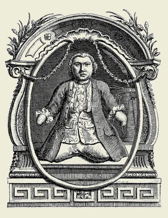 Framed Print : Matthias Buchinger, a phocomelic. Etching Framed Print : Matthias Buchinger, a phocomelic. Etching