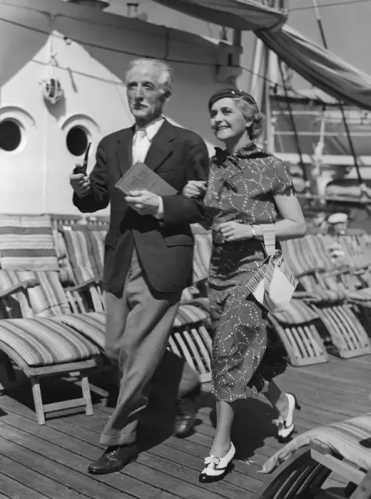 Framed Print : Mature couple on deck of boat Framed Print : Mature couple on deck of boat