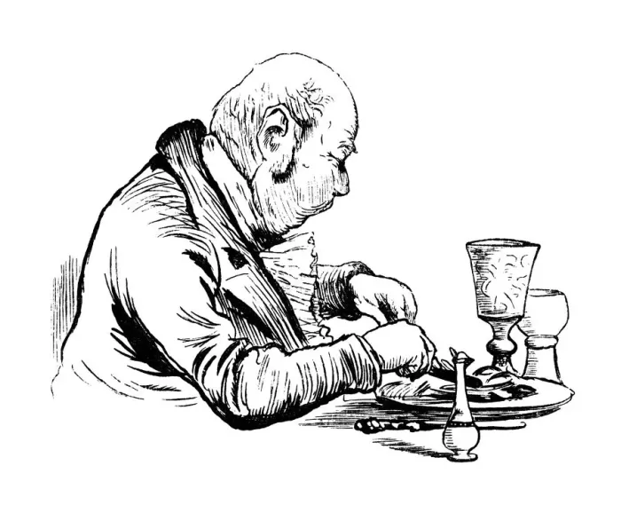 Framed Print : Mature Victorian gentleman enjoying his dinner Framed Print : Mature Victorian gentleman enjoying his dinner