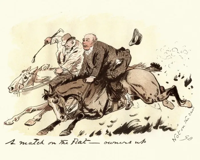 Framed Print : Two mature victorian men racing their horses, 19th Century Framed Print : Two mature victorian men racing their horses, 19th Century