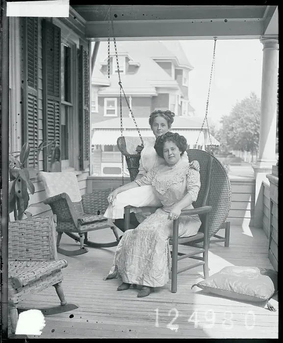 Framed Print : Maude and Marion McCay Sitting on Porch Framed Print : Maude and Marion McCay Sitting on Porch