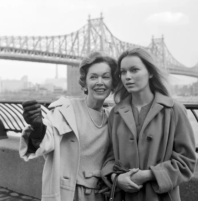 Framed Print : Maureen O'Sullivan and Daughter Mia Standing Outside Framed Print : Maureen O'Sullivan and Daughter Mia Standing Outside