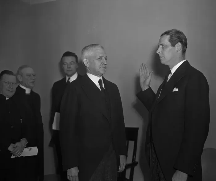 Framed Print : Maurice J. Tobin Being Sworn into Office Framed Print : Maurice J. Tobin Being Sworn into Office
