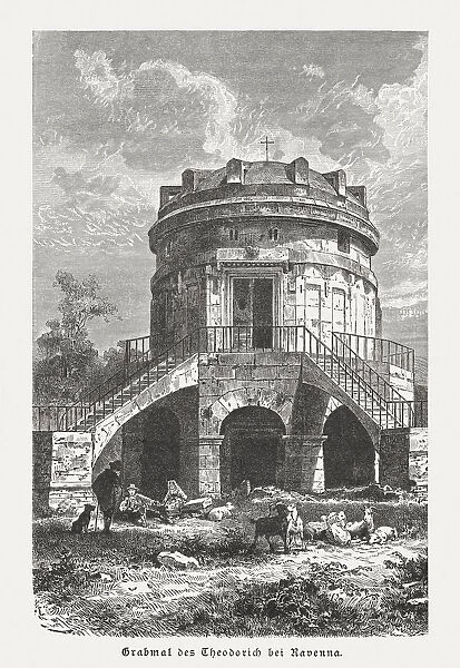 Mausoleum of Theoderic, built 520 AD, wood engraving, published 1883