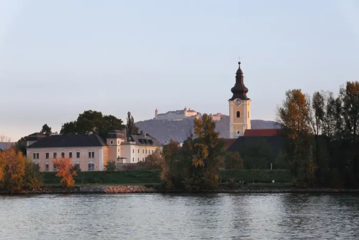 Framed Print : Mautern on the Danube River, with Goettweig Abbey, Wachau, Most district, Must Quarter, Lower Austria, Austria, Europe Framed Print : Mautern on the Danube River, with Goettweig Abbey, Wachau, Most district, Must Quarter, Lower Austria, Austria, Europe