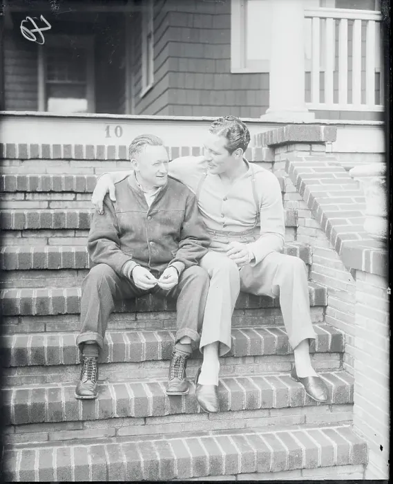 Framed Print : Max Baer Conversing with Ancil Hoffman Framed Print : Max Baer Conversing with Ancil Hoffman