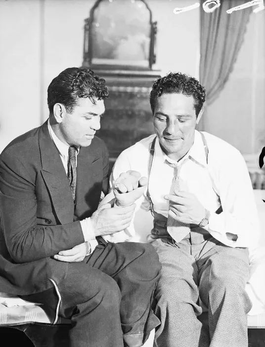 Framed Print : Max Baer Shows Jack Dempsey Right Hand Framed Print : Max Baer Shows Jack Dempsey Right Hand