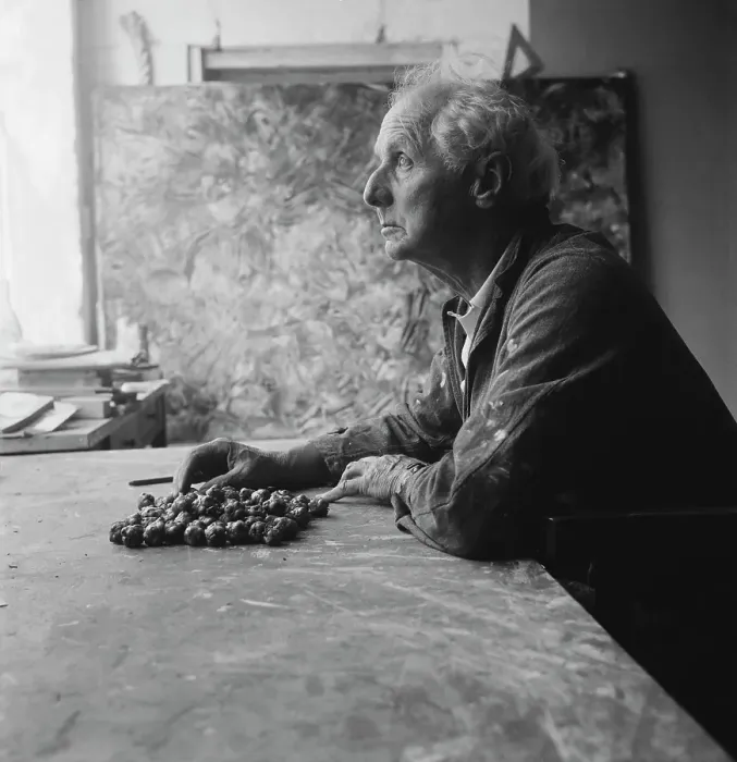 Framed Print : Max Ernst. German artist Max Ernst (1891 - 1976) at his studio in France, circa 1955
