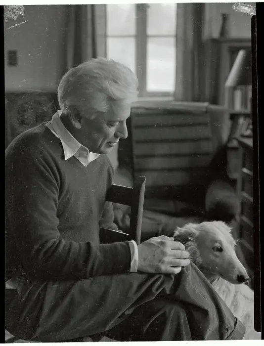 Framed Print : Max Forrester Eastman Sitting with his dog Framed Print : Max Forrester Eastman Sitting with his dog