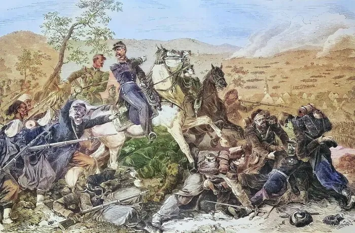 Framed Print : Max Mahon at the Battle of Woerth, illustrated war chronicle 1870-1871, Franco-German Campaign, Germany, France