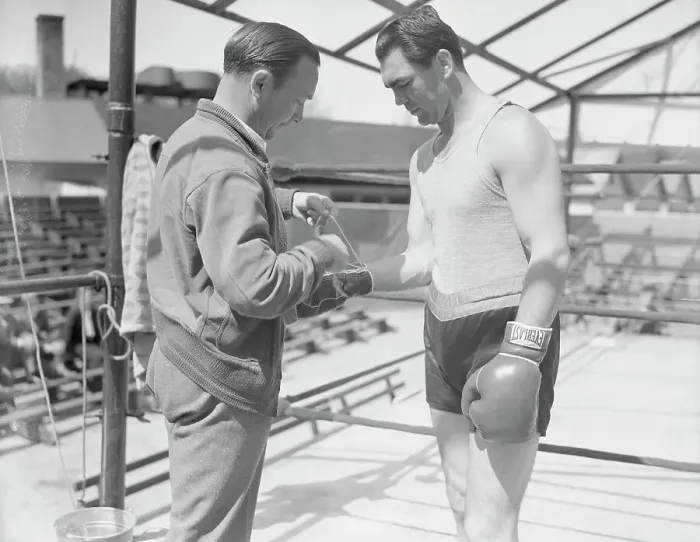 Framed Print : Max Schmeling Getting Glove Laced Framed Print : Max Schmeling Getting Glove Laced