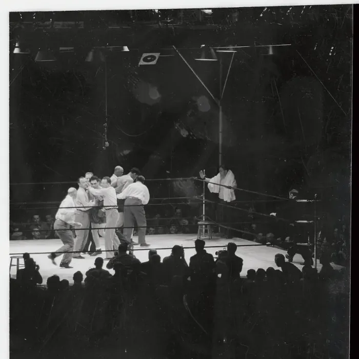 Framed Print : Max Schmeling and Joe Louis Leaving Ring