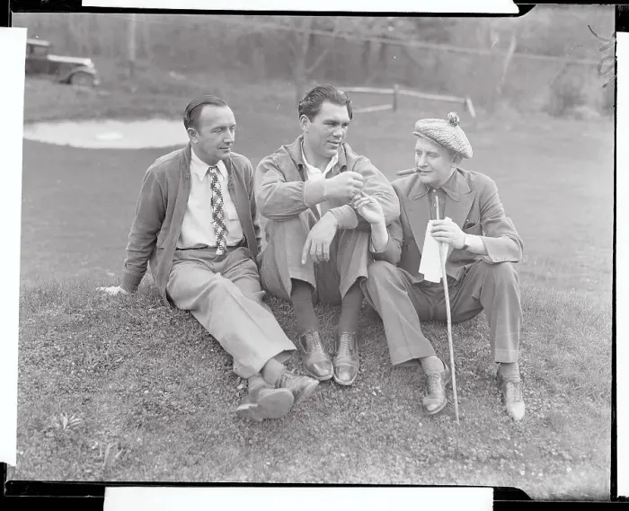 Framed Print : Max Scmeling with Trainer and Manager