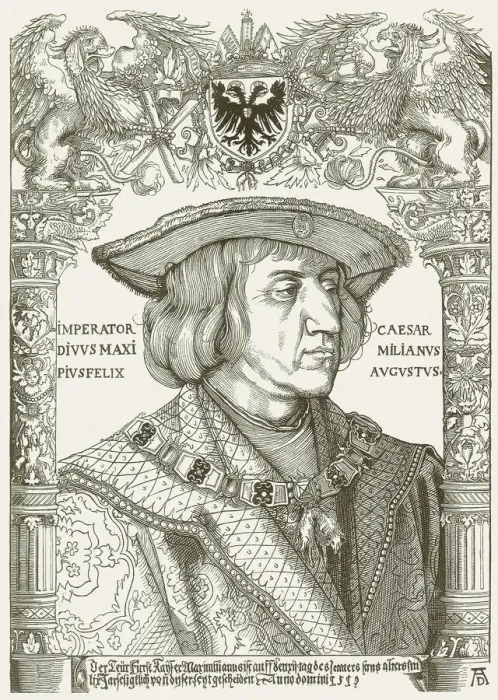 Framed Print : Maximilian I, of Habsburg (1459-1519), wood engraving, published in 1881 Framed Print : Maximilian I, of Habsburg (1459-1519), wood engraving, published in 1881