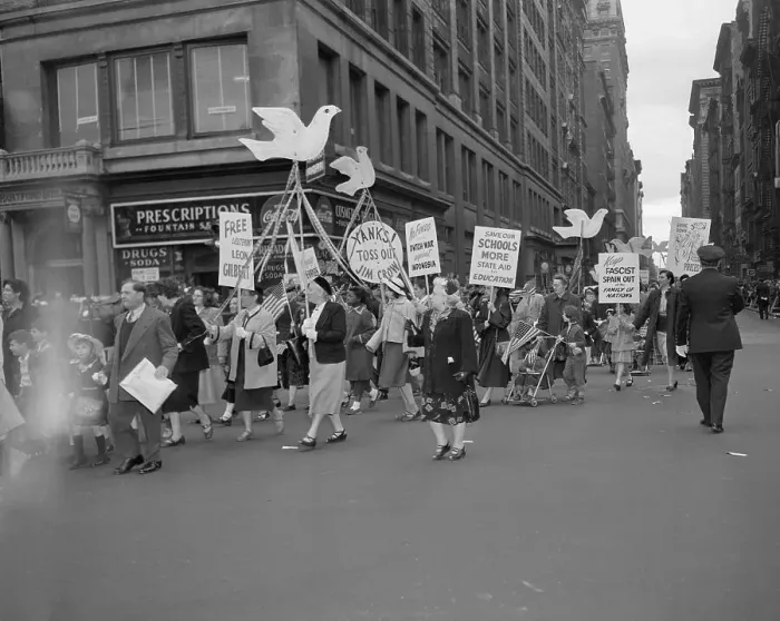 Framed Print : May Day Marchers with Signs in New York Framed Print : May Day Marchers with Signs in New York