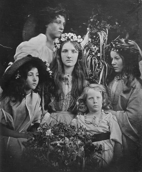 May Queen. 1st May 1866: The Queen of the May with her attendants