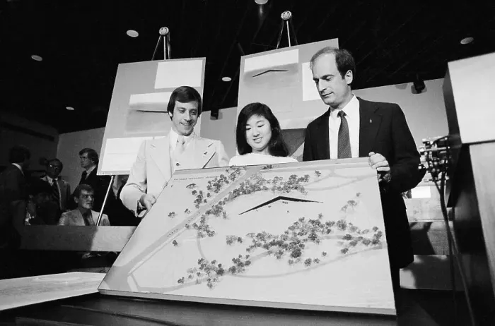 Framed Print : Maya Ying Lin with Vietnam Memorial Design Framed Print : Maya Ying Lin with Vietnam Memorial Design