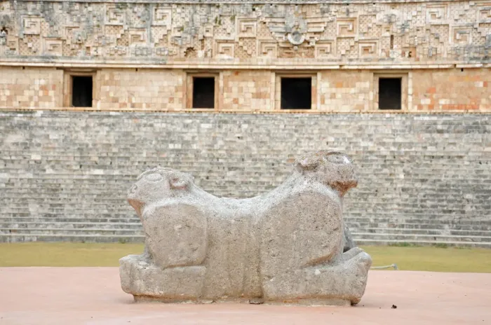 Framed Print : Mayan Jaguar Throne and Governors Palace, Uxmal Framed Print : Mayan Jaguar Throne and Governors Palace, Uxmal